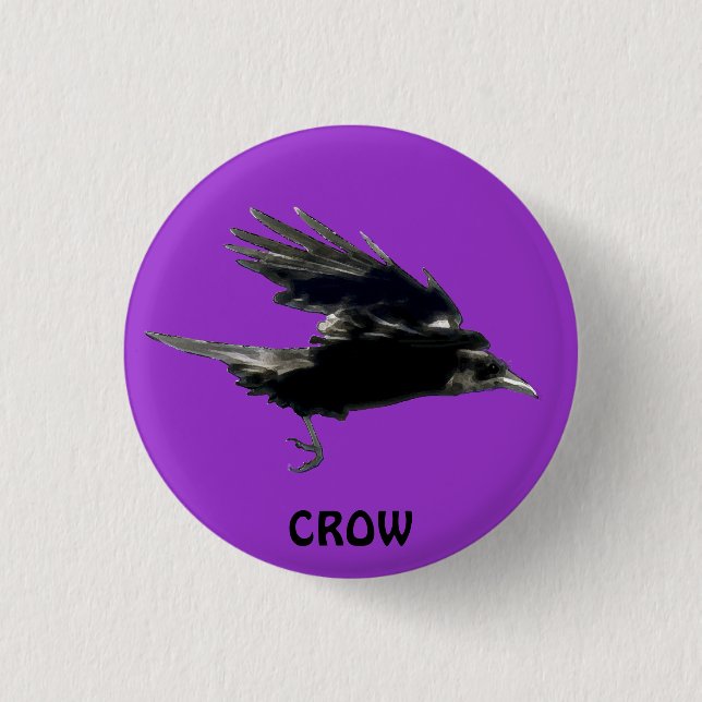 FLYING CROW Raven Wildlife Birds Series 1 Inch Round Button (Front)