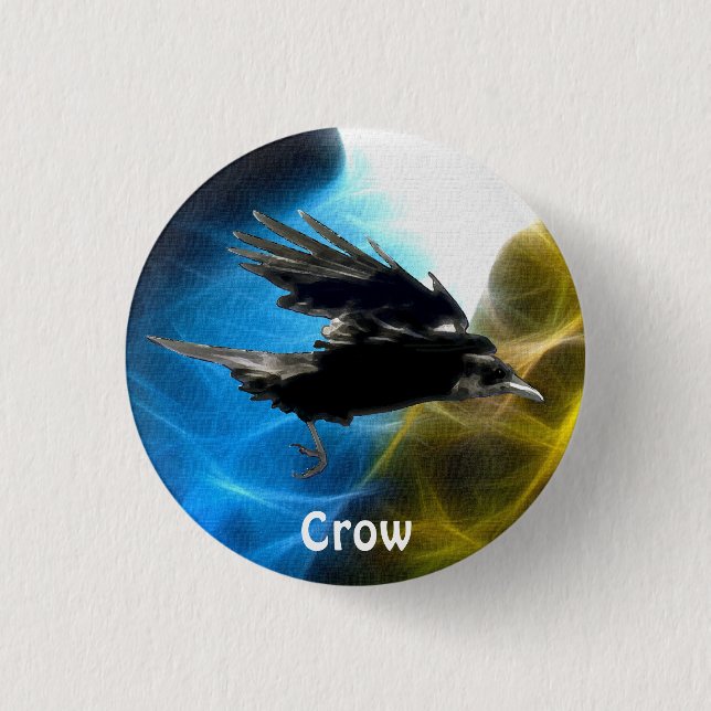 FLYING CROW Raven Wildlife Birds Series 1 Inch Round Button (Front)