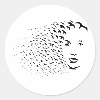 Flying Crows or Face Optical Illusion Classic Round Sticker