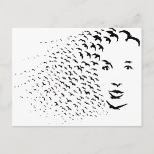 Flying Crows or Face Optical Illusion Postcard