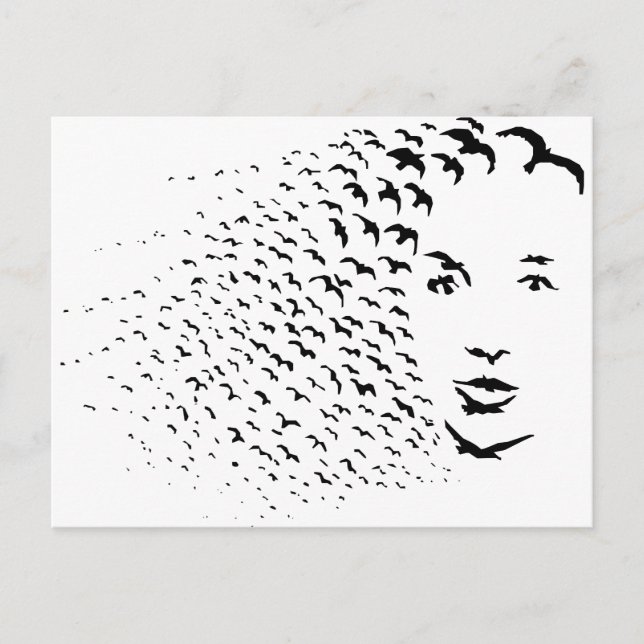 Flying Crows or Face Optical Illusion Postcard (Front)