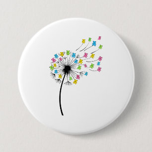 Flying cute bears dandelion flow 3 inch round button