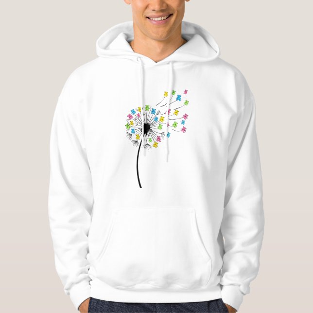 Flying cute bears dandelion flow hoodie (Front)