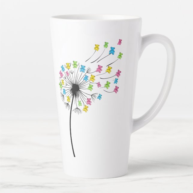 Flying cute bears dandelion flow latte mug (Right)