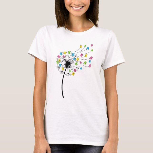Flying cute bears dandelion flow T-Shirt (Front)