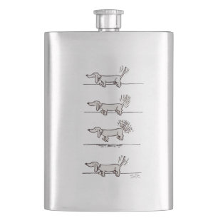 Flying Dachshund grey stainless steel flask