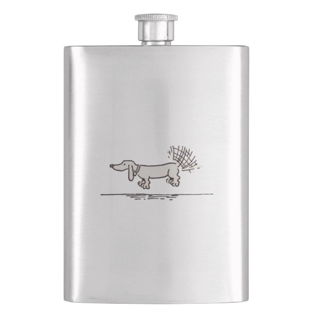 Flying Dachshund grey stainless steel flask (Front)