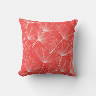 Flying Dandelion Seeds Vintage Background. Throw Pillow
