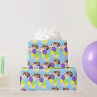 Flying dog off to dreamland wrapping paper