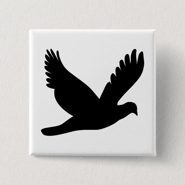 Flying Dove Silhouette 2 Inch Square Button (Front)