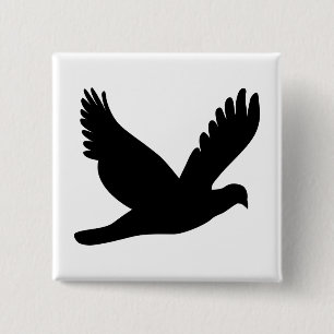 Flying Dove Silhouette 2 Inch Square Button