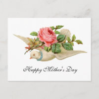 FLYING DOVE WITH PINK ROSE Mother's Day