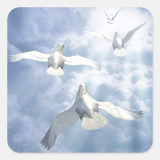 Flying Doves Square Sticker