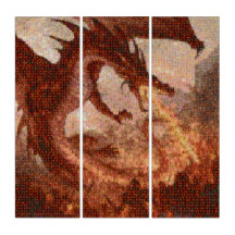 Flying Dragon Attack Triptych Photo Mosaic