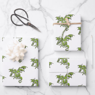 Flying Dragon Design Wrapping Paper Sheet