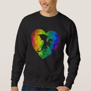 Flying Dragon Heart Mythical Dragons Vintage Rainb Sweatshirt