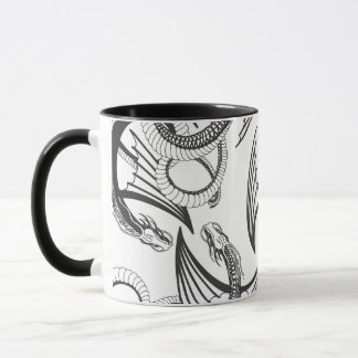 Flying Dragon in dark gray and white. Mug