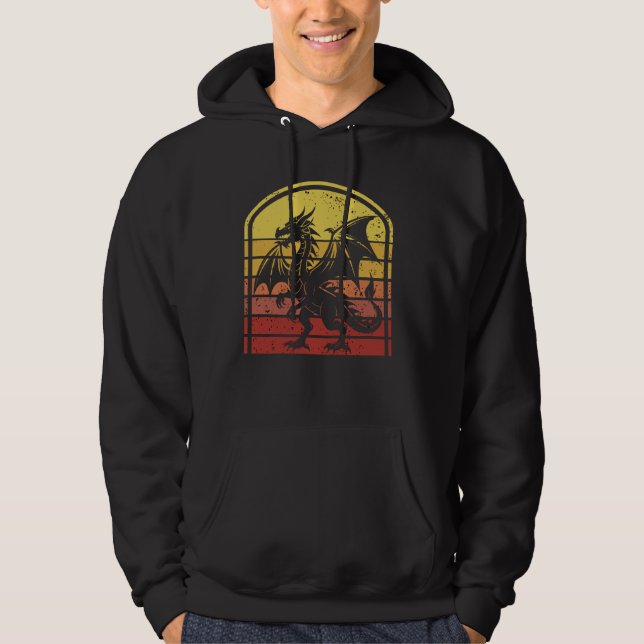 Flying Dragon Retro sunset Tee Fantasy Dragon Styl (Front)