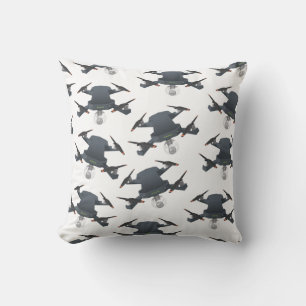 Flying Drone pattern. Throw Pillow