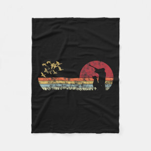 Flying Duck Hunting With Dog Retro Style Fleece Blanket