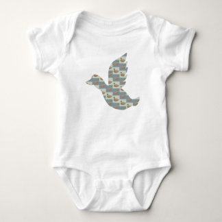 Flying Duck with Mallard Duck Diagonal Pattern Baby Bodysuit