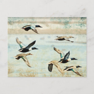 Flying Ducks Watercolor Postcard