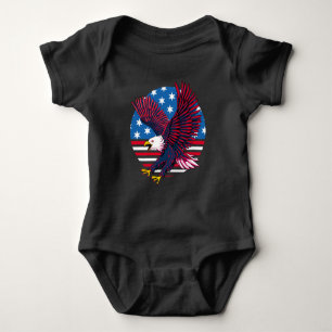 Flying Eagle and American Flag Baby Bodysuit