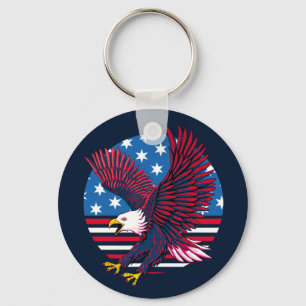 Flying Eagle and American Flag Keychain