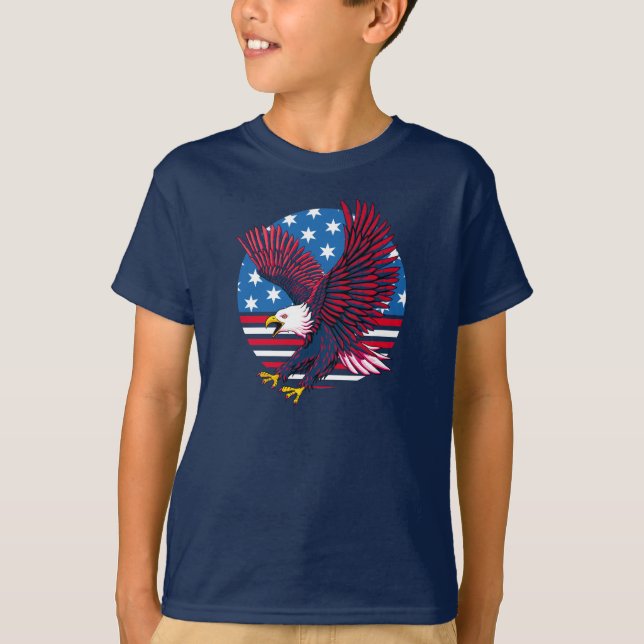 Flying Eagle and American Flag T-Shirt (Front)
