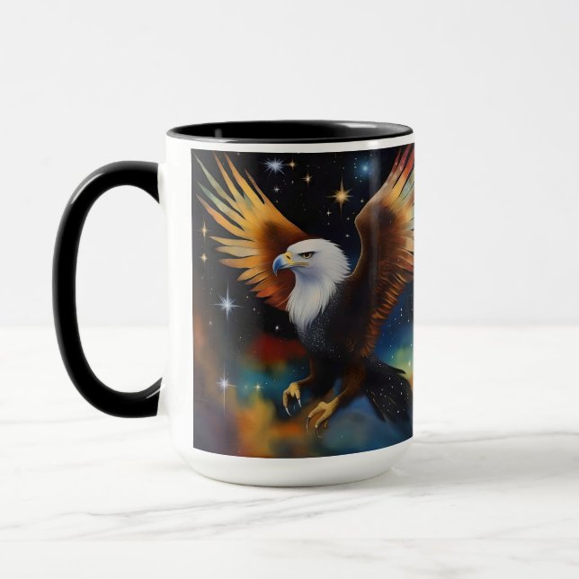 Flying Eagle Colorful Cosmic Art, Mug (Left)