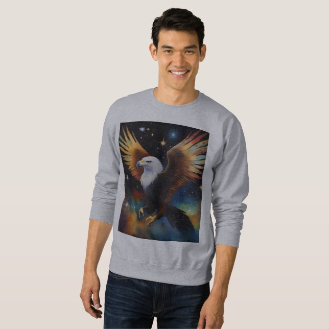 Flying Eagle Colorful Cosmic Art, Sweatshirt (Front Full)