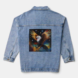 Flying Eagle Colourful Cosmic Art, Denim Jacket