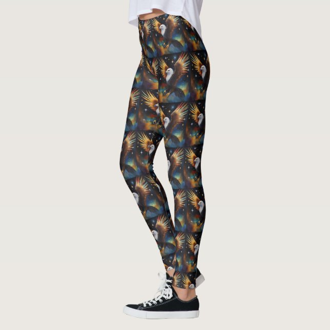 Flying Eagle Colourful Cosmic Art, Leggings (Left)