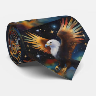 Flying Eagle Colourful Cosmic Art, Tie