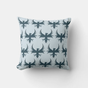 Flying Eagle Emblem Blue Pattern Throw Pillow