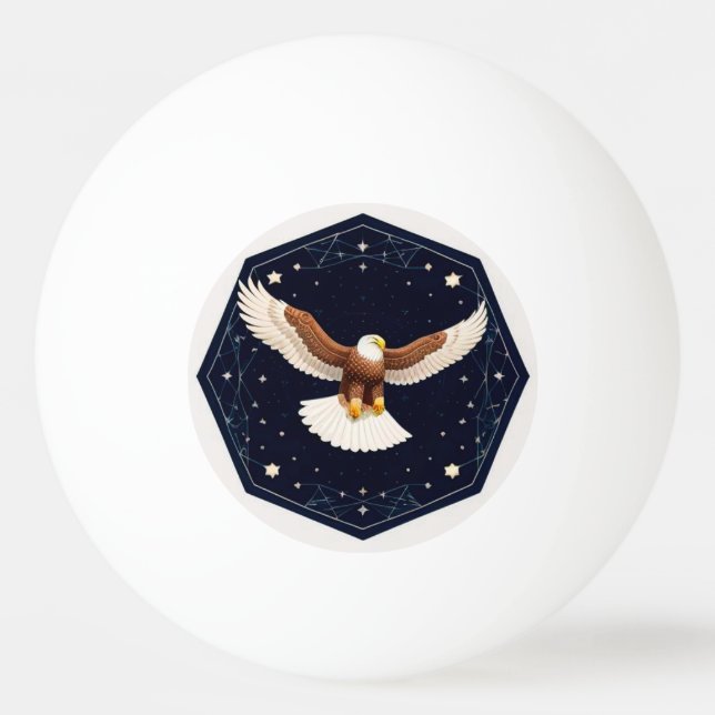Flying Eagle Under Starry Sky Bold Night Nature  Ping Pong Ball (Front)