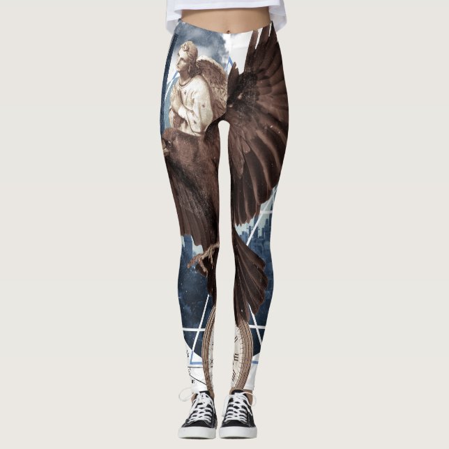 Flying Eagle with several other elements collage Leggings (Front)