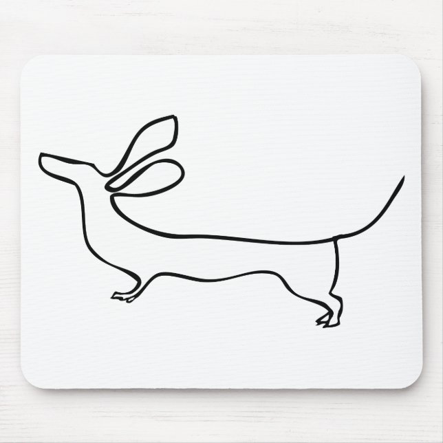 Flying ears Dachshund one line illustration Mouse Pad (Front)