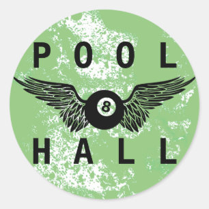 flying eightball pool hall classic round sticker