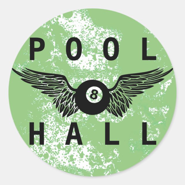 flying eightball pool hall classic round sticker (Front)