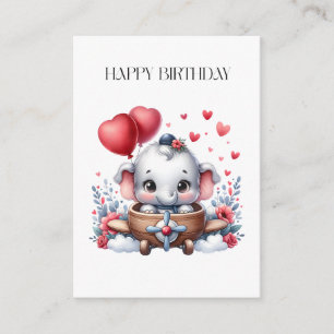 Flying Elephant Birthday Enclosure Card