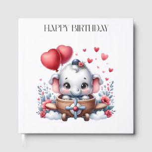 Flying Elephant Birthday Guest Book