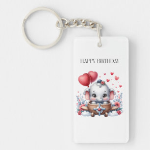 Flying Elephant Birthday Keychain