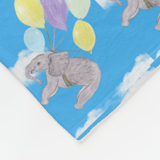 Flying Elephant Cute  Fleece Blanket (Corner)