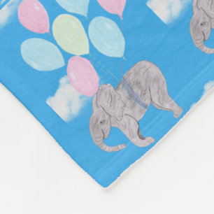 Flying Elephant Fleece Blanket