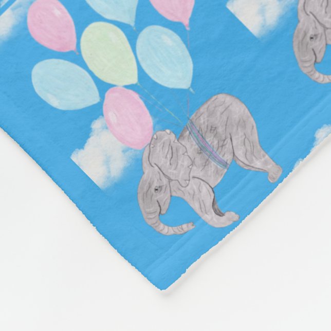 Flying Elephant  Fleece Blanket (Corner)