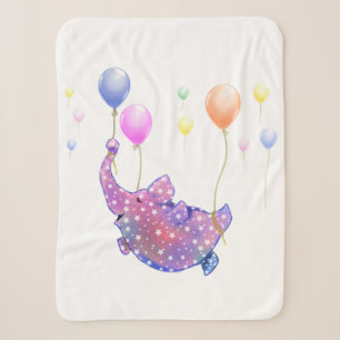 Flying Elephant Funny Baby Sherpa Blanket