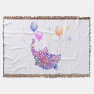 Flying Elephant Funny Throw Blanket