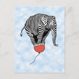 FLying Elephant Zebra Postcard