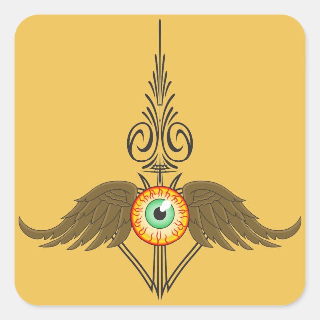Flying Eyeball Pinstripe Square Sticker (Front)